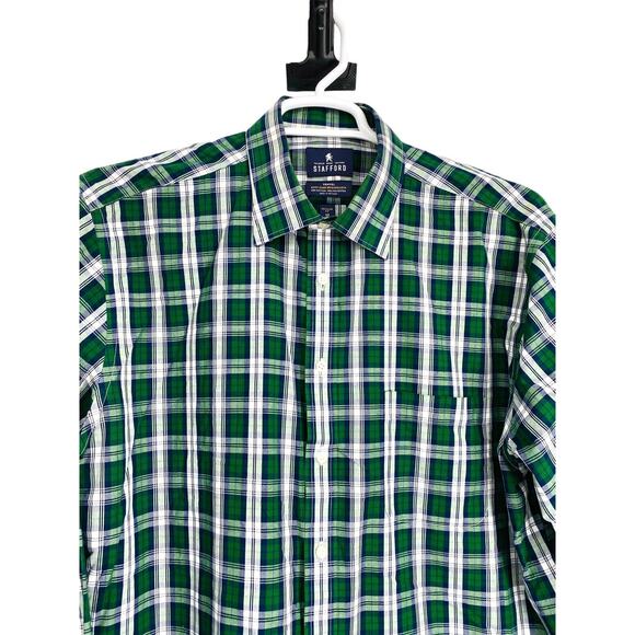 Men's STAFFORD Travel Shirt Long Sleeve Oxford‎ Stretch Size 17/32-35 - Picture 1 of 7